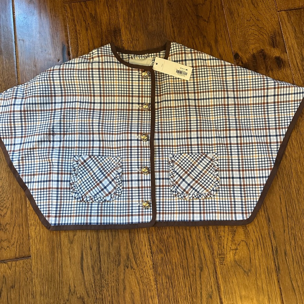 Janie and Jack Plaid Cape - Brown and White